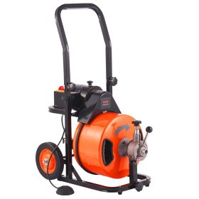 VEVOR Drain Cleaning Machine 75 FT x 1/2 Inch, Sewer Snake Machine Auto Feed