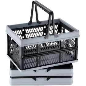 VEVOR Collapsible Shopping Basket, 3 Pack, 25L Plastic Foldable Storage Crate with Handle