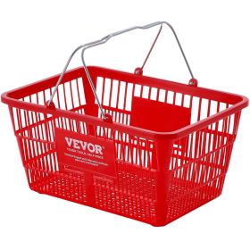 VEVOR Shopping Basket, Set of 12, 21L Durable Plastic Grocery Basket with Metal Handle and Stand