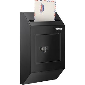 VEVOR Suggestion Box, Donation Ballot Box with Key & Combination Lock, Wall Mounted Collection Box with Wide Drop Slot