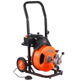 VEVOR Drain Cleaning Machine 50 FT x 3/8 Inch, Sewer Snake Machine Auto Feed