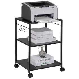VEVOR Printer Stand, Height Adjustable 3 Tier Printer Stand, Printer Cart with Storage Shelves and Hooks for Printer, Scanner, Fax, Home Office U