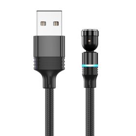 540 Degree Rotating Magnetic Suction Charging Line For Android Type C (Option: Black-2m)