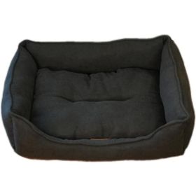 Dog Bed Washable Medium Dog Cat Sofa Bed Super Soft Rectangular Cuddle Pet Bed with Non-Slip Fluffy Bottom, Gift (Color: Dark gray)