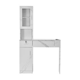 VEVOR Salon Workstation, Wall-Mounted Unit for Hair Professionals, Spa Styling Storage Solution, Includes 1 Cabinet, 3 Shelves (Color: White, Type: Set Type)