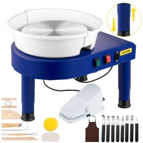 VEVOR Pottery Wheel, 14in Ceramic Wheel Forming Machine, 0-300RPM Speed 0-7.8in Lift Table Electric Clay Machine (Turntable Size: 14 inch, Color: Blue)