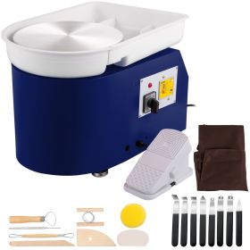 VEVOR Pottery Wheel 28cm Pottery Forming Machine with Detachable Basin Foot Pedal Control 350W Art Craft DIY Clay Tool for Art Craft Work and Hom (Color: Blue, Max. Power: 350W)