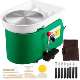 VEVOR Pottery Wheel 28cm Pottery Forming Machine 350W Electric Pottery Wheel with Adjustable Feet Lever Pedal DIY Clay Tool with Tray for Ceramic (Color: Green, Max. Power: 350W)